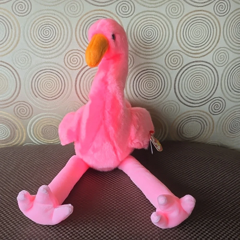 Pinky 🦩Ty Flamingo Bird🦩 Lg Plush Beanie Buddy🦩Kids Toy Rare Collectible, NWT - Picture 9 of 11